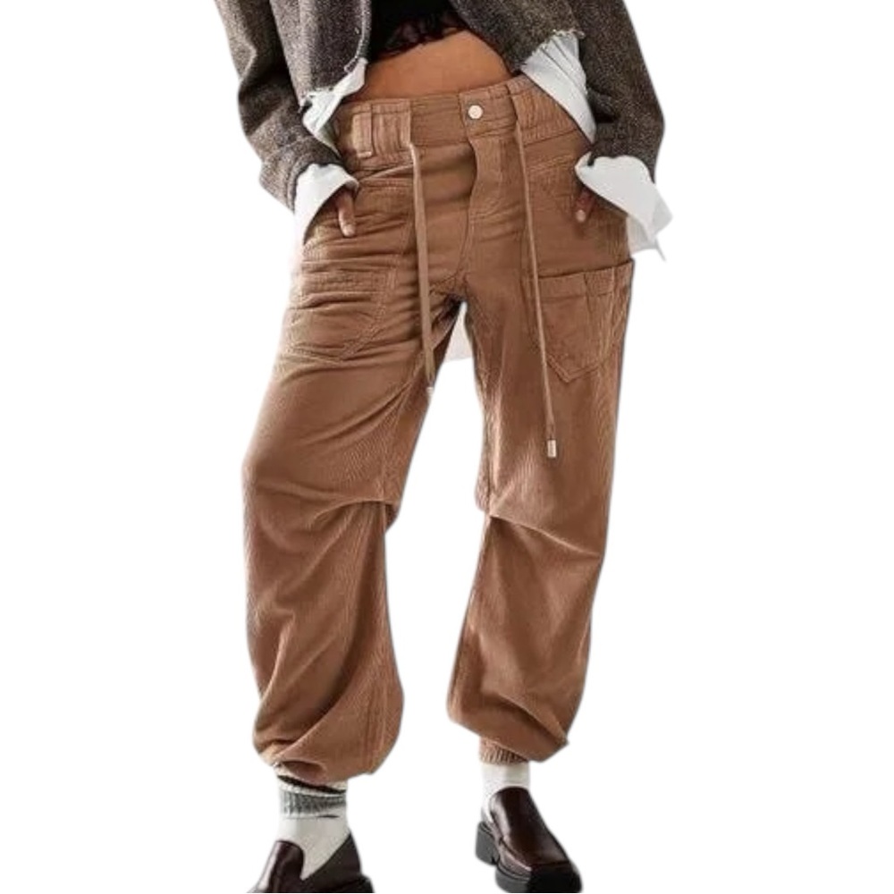 NWT Free People Cullen Low-Slung Pull On Boyfriend Corduroys size XS in Tan